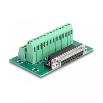 DeLOCK D-Sub 25 sieviešu uz spaiļu bloku DIN sliedei 51mm x 86mm x 30mm