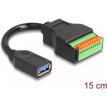 DeLOCK USB 3.2 Gen 1 kabelis, USB Type-A ligzda uz termināļa bloku, 15 cm