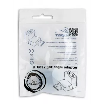 HDMI pagarinātājs GEMBIRD A-HDMI90-FML, HDMI uz HDMI, 90° leņķa adapteris, melns
