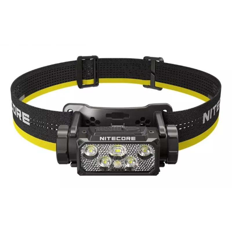 Galvaslampa Nitecore HC60 UHE ar 4000 mAh akumulatoru, 6-LED, ūdensizturīga, triecienizturīga, melna/dzeltena