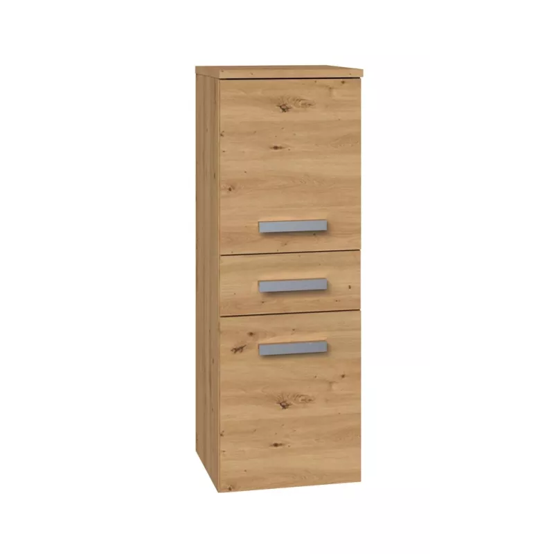Brīvi stāvošs vannas istabas plauktu skapis Top e Shop NEL V DDS ARTISAN — ozola rāmis, 3 plaukti, 300×300×850 mm
