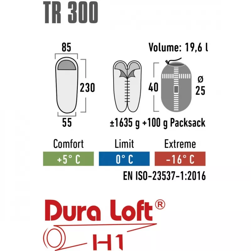 Gulēšanas soma High Peak TR 300 (tumši sarkana/pelēka)