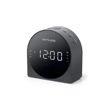Modinātājradio Muse M-185 CR — FM/MW, 0.9 collu LED displejs, 230 V maiņstrāva ar AAA bateriju rezervi, melns