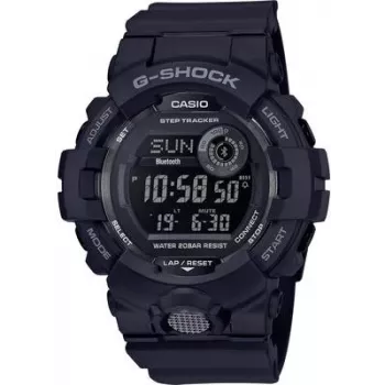 Digitālais pulkstenis CASIO GBD-800-1BER — sveķu korpuss 48.6 mm, siksniņas platums 15.5 mm, no auss līdz ausij 54.1 mm, melns