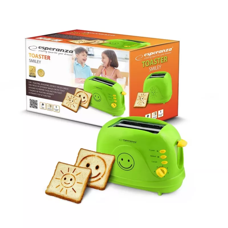 ESPERANZA EKT003 Smiley 3-in-1 tosteris, 750W, zaļš
