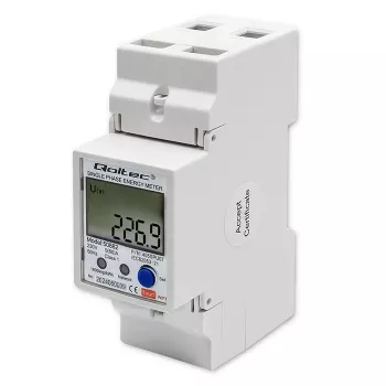 Qoltec 50882 Vienfāzes elektroniskais elektroenerģijas patēriņa skaitītājs DIN sliedei | Wi-Fi | TUYA | 230V | LCD