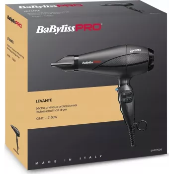 Fēns BaByliss PRO Levante 2100 W, AC motors, jonu, 2 siltumi/2 ātrumi, melns