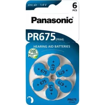Panasonic PR 675 (10. izmērs) dzirdes aparātu baterijas, 605 mAh, Cinka-gaiss, 6 iepakojumā