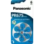 Panasonic PR 675 (10. izmērs) dzirdes aparātu baterijas, 605 mAh, Cinka-gaiss, 6 iepakojumā
