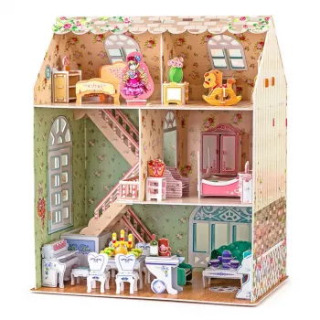 3D papīra leļļu mājas modelis CubicFun P645H — Dreamy