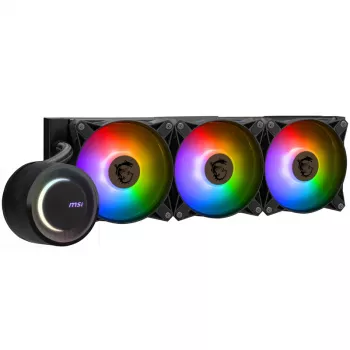 MSI MAG CORELIQUID E360 šķidruma dzesēšanas komplekts procesoram, 360 mm radiators, 3x120 mm ventilatori, melns