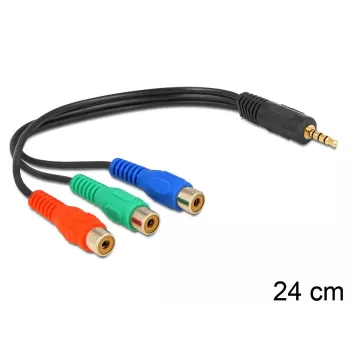 Audio kabelis DeLOCK 62499 0.24m 3.5mm uz 3 x RCA Melns