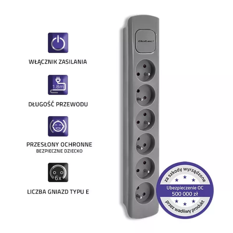 Qoltec 50277 Produkts Pelēks