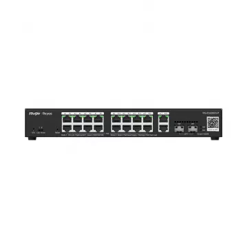 Ruijie Reyee RG-ES220GS-P pārvaldāms L2 Gigabit PoE komutators, 20 porti (18x GE 10/100/1000, 16x PoE+, 2x SFP), 250 W, Cloud, melns