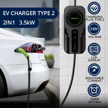 Mobilais EV lādētājs QOLTEC 52468 Type 2, 3.5 kW, 16 A, 5 m kabelis, IP65