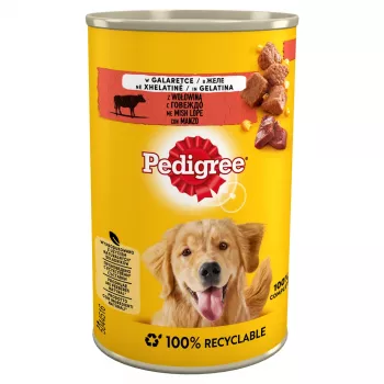 Slapjā suņu barība Pedigree liellopu gaļa pieaugušiem suņiem 400 g skārdenē