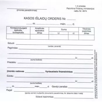 Kases izrakstīšanas orderi, A6 (100) 0720-034