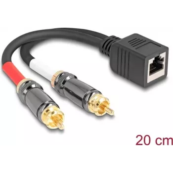 DeLOCK audio kabelis 0.2 m RJ-45 uz 2 x RCA, melns