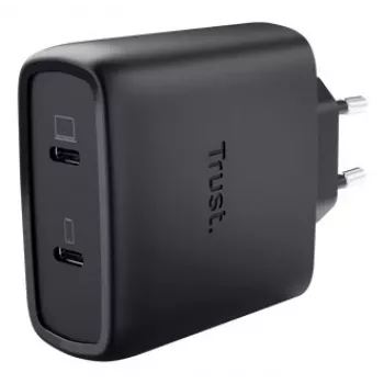 Lādētājs Trust Maxo 65W 2-Port USB-C GaN Ātrais Lādētājs Melns