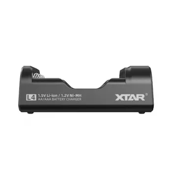 Lādētājs baterijām XTAR 4 sloti AA/AAA (Li-ion, NiMH) USB-C, LED indikatori, melns