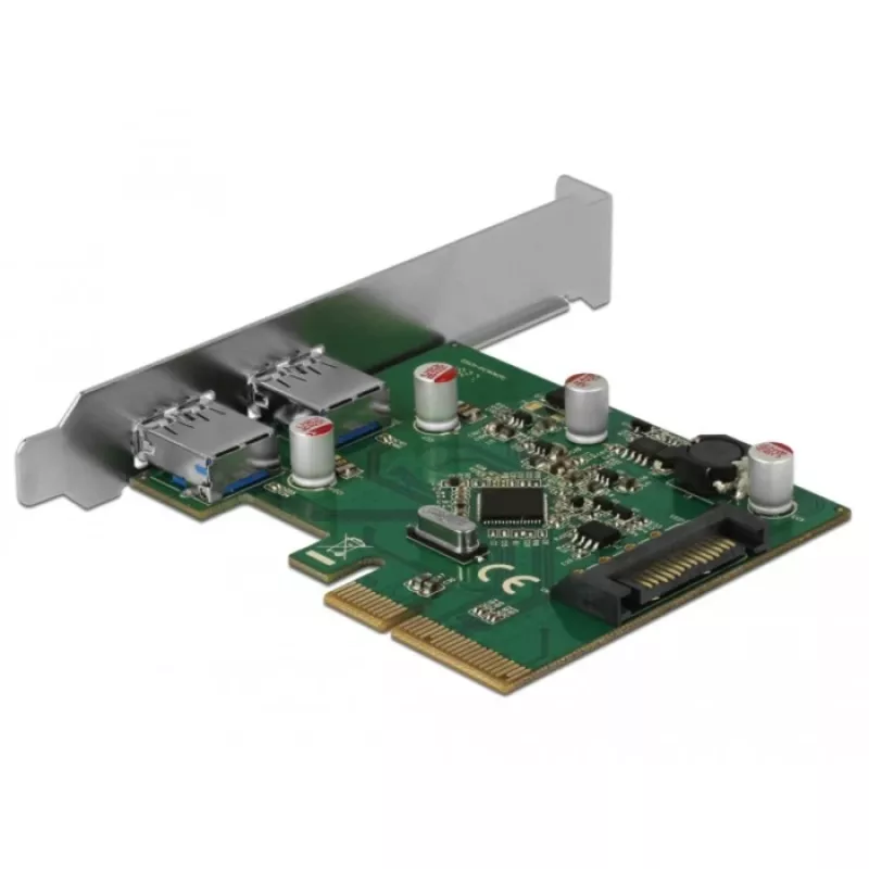 Delock PCI Express x4 karte 2 x ārējie USB 3.1 Gen 2 Type-A ligzdas (90298)