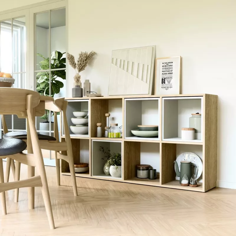 Grāmatplaukts MALAX 2X4 SONOMA, Sonomas ozols, 8 plaukti, 1470×300×750 mm