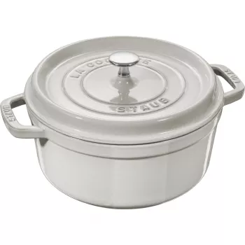 Čuguna apaļais katls Staub La Cocotte 3.8 l trifeles krāsā — emaljēts, cieši piegulošs vāks