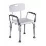 Dušas krēsls ActionMed KP300AM ar atzveltni un roku balstiem, polipropilēns, regulējams augstums 43–56 cm, sēdeklis 40×33 cm, max lietotāja svars 110 kg