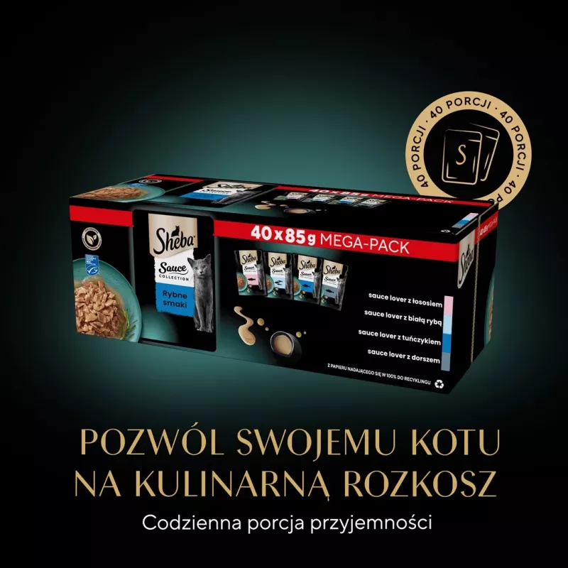 SHEBA Sauce Collection Zivju garšu komplekts - slapjā barība kaķiem - 40x85 g