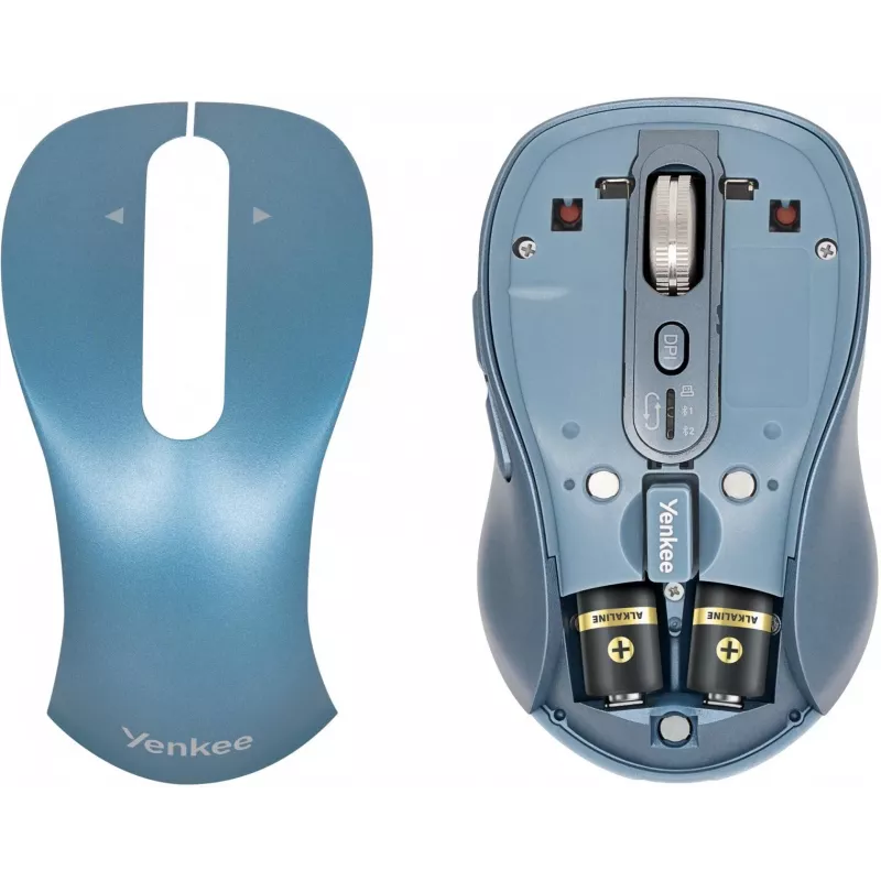 Bezvadu pele YENKEE YMS2010BE divrežīmu ergonomiska, 2.4 GHz USB uztvērējs + Bluetooth 5.1, 4 līmeņu DPI 1000–3200, 6 pogas
