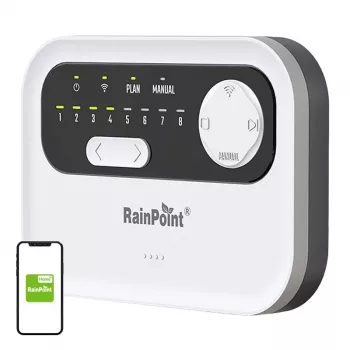 Laistītāja kontrolieris RainPoint HIC801W WiFi — 8 zonu apūdeņošanas taimeris, Wi-Fi savienojums