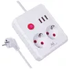 Strāvas sloksne MACLEAN MCE388 W — 2 kontaktligzdas, 3×USB, 110–240V, 2500W, 3 m vads, balta