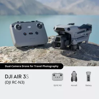 Kvadrokopteris DJI Air 3s RC-N3 — 50 MP kamera, 4K (3840×2160), 4 rotori, maks. ātrums 27 m/s, darbības attālums 32 000 m, 4276 mAh akumulators, pelēks