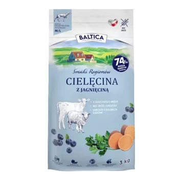 BALTICA regional flavours Medium and large breeds Teļa gaļa ar jēru - sausā suņu barība - 3kg