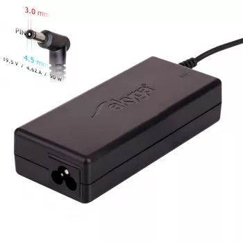 Akyga AK-ND-53 klēpjdatora barošanas adapteris 19,5 V / 4,62 A, 90 W, 4,5 x 3,0 mm spraudnis ar tapu, paredzēts Dell