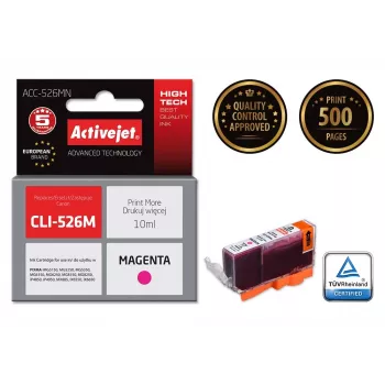 Aktīvā tinte ActiveJet ACC-526MN saderīga Canon, fuksīna, uz tintes bāzes, 10 ml, augstas (XL) ražības, vienā iepakojumā