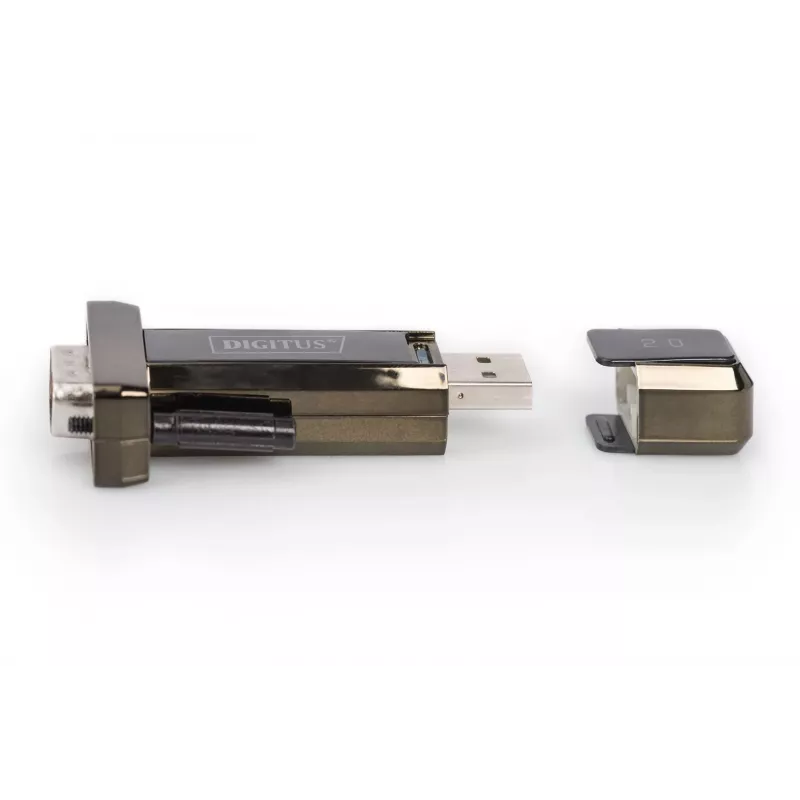 DIGITUS USB 2.0 uz Seriālo Pārveidotājs DSUB 9 vīriešu, iekļauts USB A kabelis 80 cm, FTDI mikroshēma FT232RL, USB 2.0 uz RS232