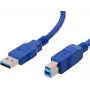 USB kabelis Helos 014681 USB 3.2 Gen 1 1m USB A USB B zils