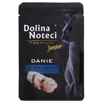 Dolina Noteci Premium menkšu un sardīņu ēdiens – slapjš kaķu barība kaķēniem – 85g