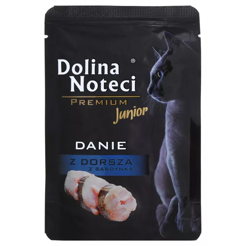 Dolina Noteci Premium menkšu un sardīņu ēdiens – slapjš kaķu barība kaķēniem – 85g