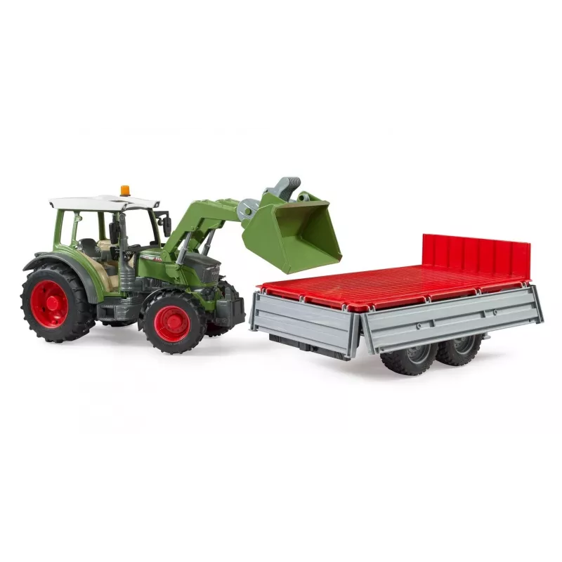 Rotaļlietu traktors BRUDER Fendt Vario 211 ar frontālo iekrāvēju un sānu piekabi