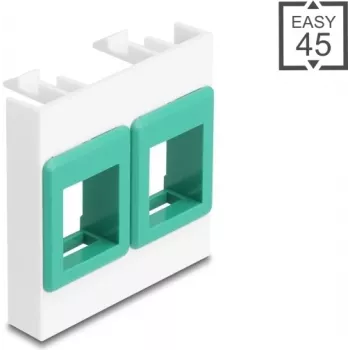 Sienas montāžas moduļu rāmis 45x45 mm DELOCK Easy 2x Keystone turētājiem balts/zaļš