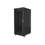 Montāžas skapis 19 inch 27U 600x800 melns, perforētas durvis ar LCD (plakanā iepakojumā)