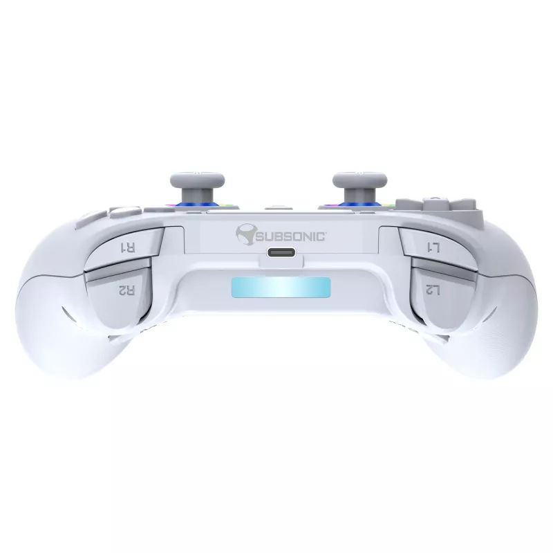 Subsonic PS5 bezvadu LED spēļu kontrolieris balts D-pad Home Options Share