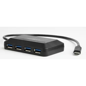 USB centrmezgls GEMBIRD ACT-HUB3C-4P — USB 3.2 Gen 1 Type-A uz 4× USB 3.2 Gen 1 Type-C, 5000 Mbit/s, melns