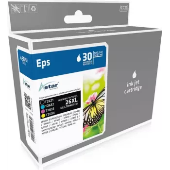 AS44636 ASTAR EPSON XP600 (4) 1x500 lpp melns + 3x700 lpp ciāns, fuksīns, dzeltens