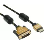 Roline Gold Video kabelis Dual Link HDMI / DVI-D (vīrišķais) uz HDMI (vīrišķais) 3 m ekranēts melns, zelts 4K atbalsts