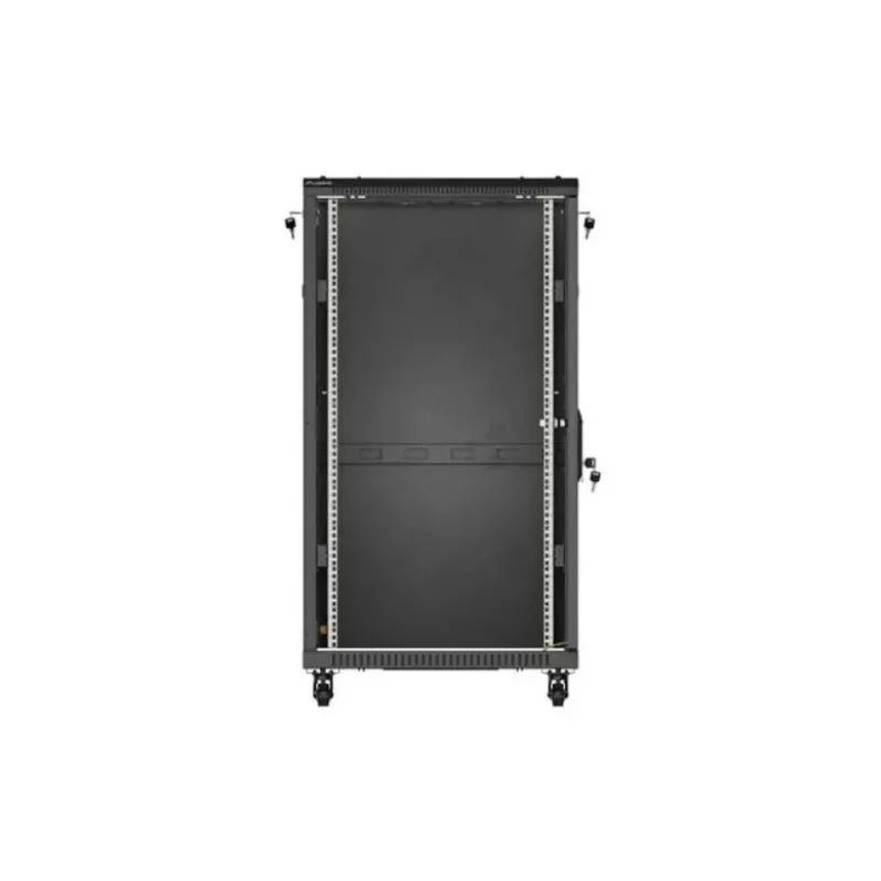 19 collu statīva skapis LANBERG 22U 600x1000 mm, melns, stikla priekšējās un aizmugurējās durvis