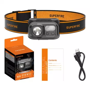 Pieres lukturis Superfire HL23, 220 lm, USB-C lādēšana
