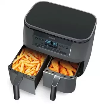 SharkNinja Ninja DZ300EU, Gaisa fritieris, 7,6 l, 3,2 kg, 240 °C, dubults, Pelēks